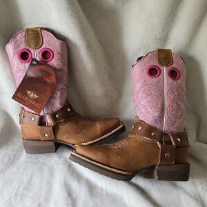 El General Pink and Tan Cowboy Boots